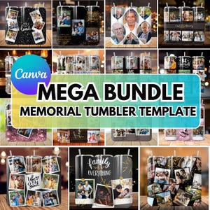 Adicione seu próprio pacote de modelos editáveis para embrulhar copos com fotos, copos para fotos de família, designs de sublimação de fotos de 20 oz, embrulho de moldura Canva