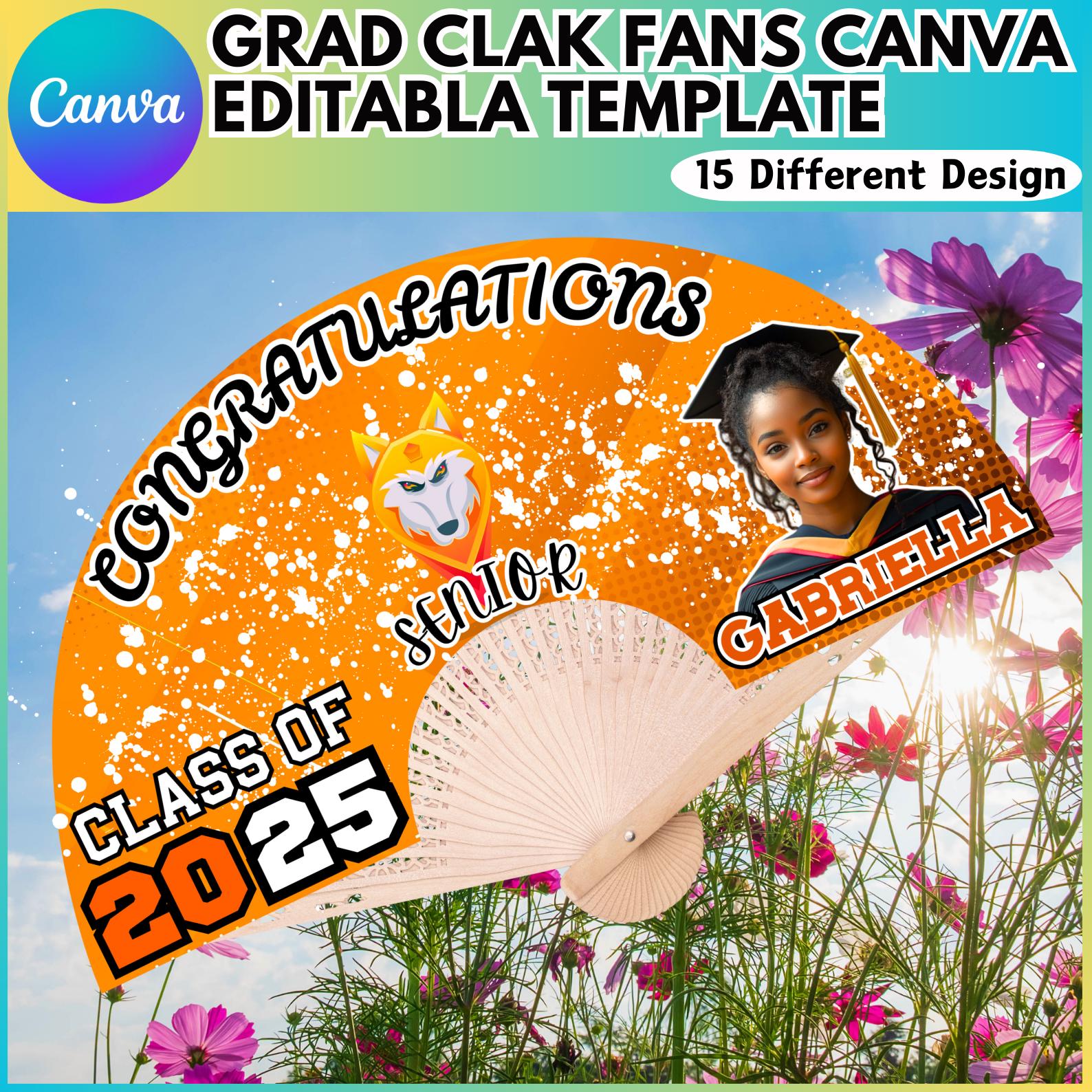 Graduation Clack Fan Canva Editable Template, Chinese Fan Template ...
