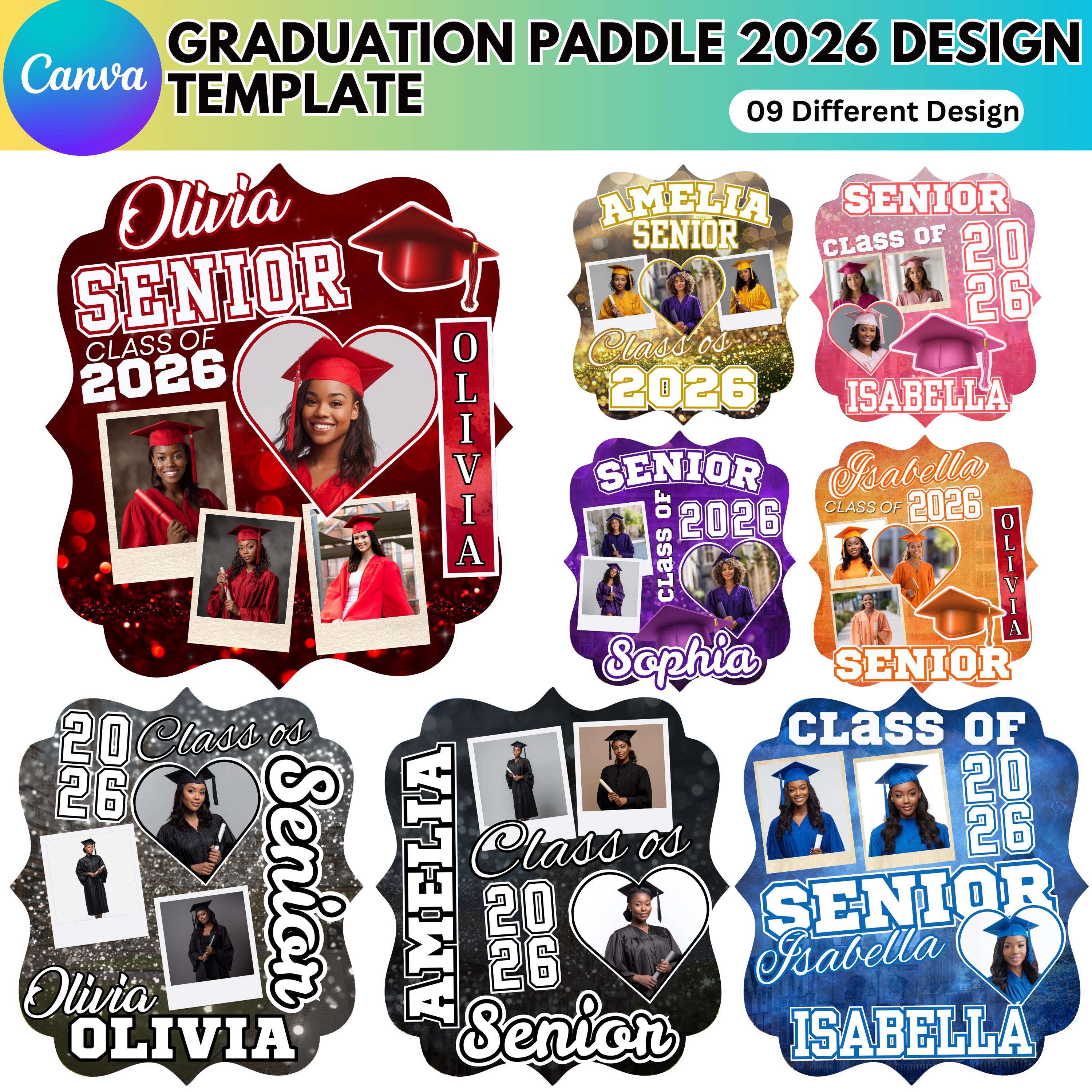 Graduation Fan Editable Templates, Class of 2026 Canva Template, Senior ...