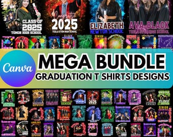 Plantilla de Canva para 100 camisetas de graduación de 2025, plantilla de Canva para estudiantes de último año de 2025, plantilla de Canva para felicitaciones, diseños de camisetas de graduados de 2025