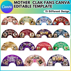 Mothers Day Clack Fan Canva Editable Template, Chinese Fan Template, Hand Fan Template, Printable, DIY, Canva Editable, Festival Hand Fan,