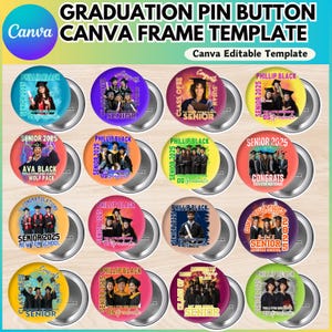 Graduation Pin Button Canva Editable Template, Congratulation 2025 Button Template, Graduation Template, Digital Download