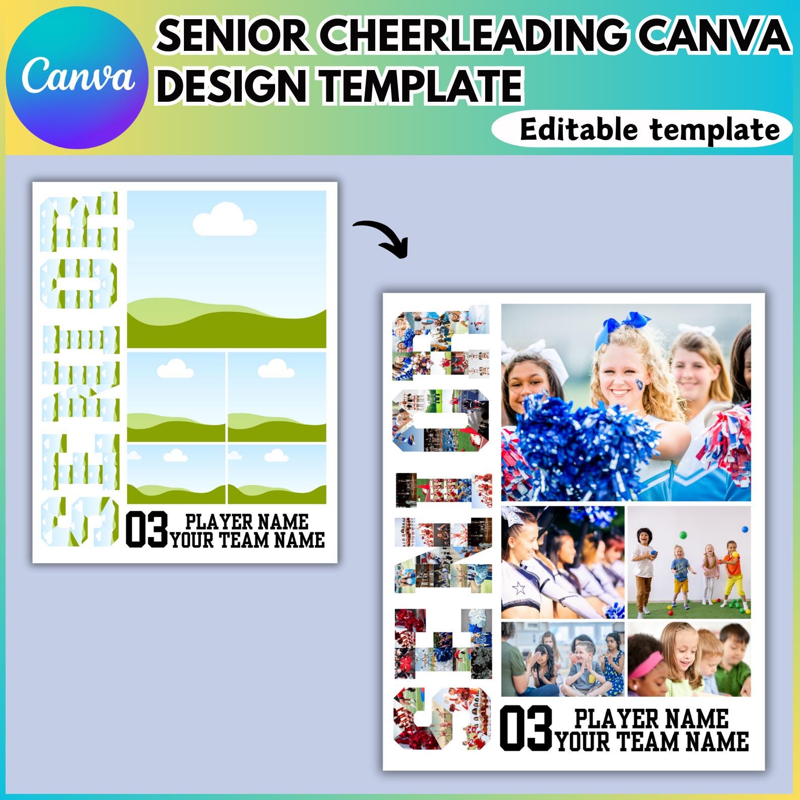 Senior Night Cheerleading Poster Canva Editable Template, Cheers Photo ...