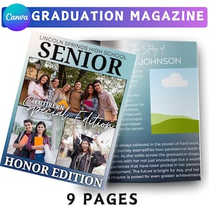 May include: A graduation magazine cover with a blue and white background. The cover features a photo of a group of students and the text "Lincoln Springs High School Senior Special Edition Honor Edition". The magazine has 9 pages.