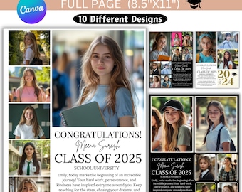 Full Page Yearbook Ad Canva Editable Template, Senior Yearbook Ad Template, Graduation Yearbook Template, Canva Senior Tribute Ad,