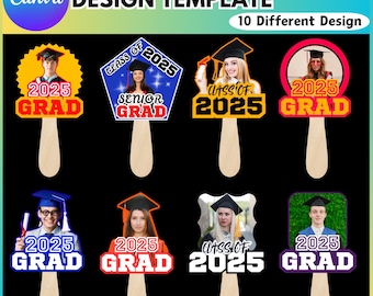 Grad Fan Canva bearbeitbare Vorlage, Klasse von 2025 Abschlusspaddel, bearbeitbarer Abschlussfächer | Abschluss-Schild, Graduate Fans Senior