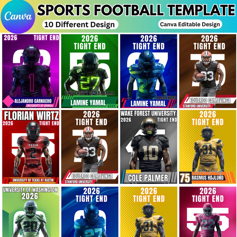 Football Poster Canva Template, Sports Background & Digital Backdrop ...