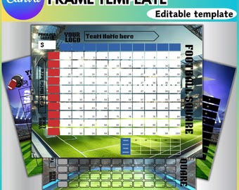 Football Squares Canva Editable Template, 100 Super Big Game Squares, Football Pool Fundraiser, Football Party Betting Game, Football Pool
