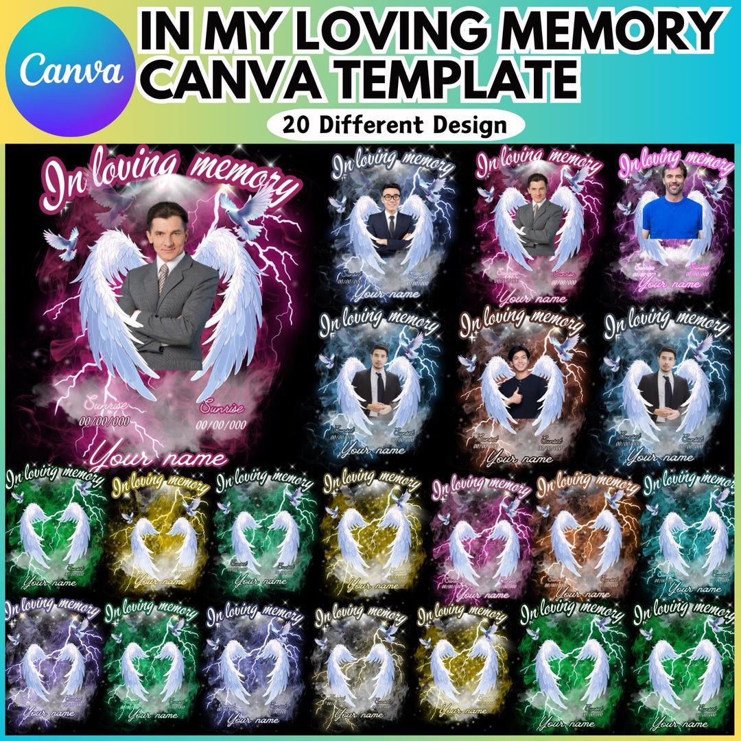 In Loving Memory Design Canva Editable Bundle Template, Memorial Design ...