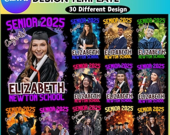 Senior 2025 Grad School Canva bearbeitbare Vorlage, 2025 Grad School Shirt, 2025 Abschlussfeier, SeniorBootleg Rap Tee, digitaler Download