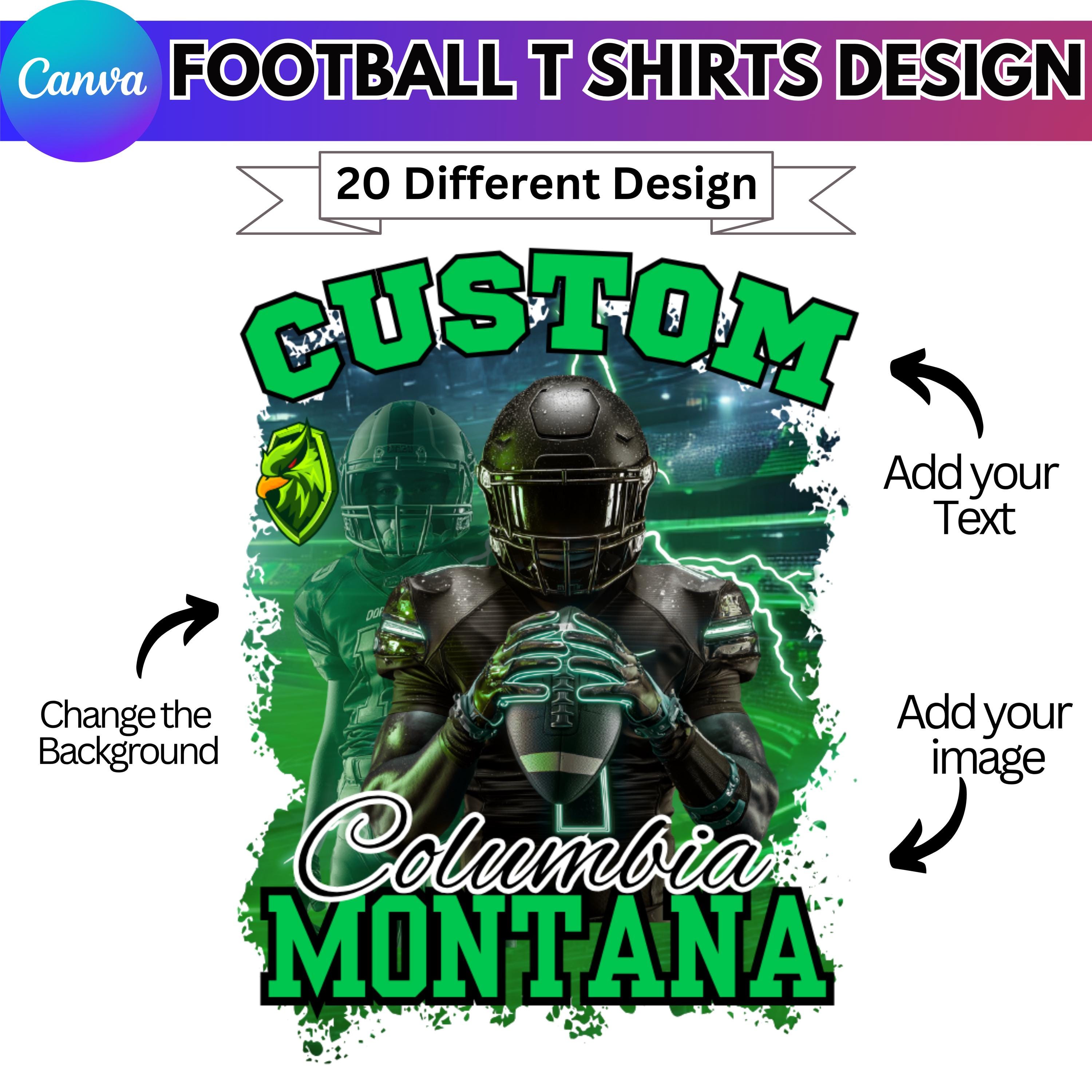 Football T Shirt Canva Editable Template, Custom Football Bundle
