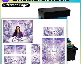 Memorial Mini Fountain Purple Canva Editable Template, 6pcs Custom Memorial Fountain, Canva Editable Template, Custom Memorial Fountain