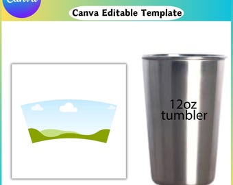 12oz Markerflo-beker Canva bewerkbare beker, 12oz Markerflo-beker, sublimatiesjabloon, 12oz bekersjabloon, 12oz lege beker