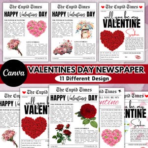 バレンタイン キューピッド ポスト 新聞 Canva 編集可能テンプレート、カスタム新聞テンプレート、私のバレンタインになってくれませんか