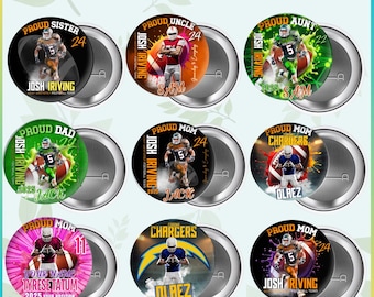 Football Pin Button Canva Template, Editable Game Day Buttons, Custom Team Spirit Design, Football Party Favor, Digital Download