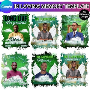 In Loving Memory Green Design Canva Editable Bundle, Funeral & Remembrance, T-shirt Sublimation, Memorial T-shirt Designs, Digital Download