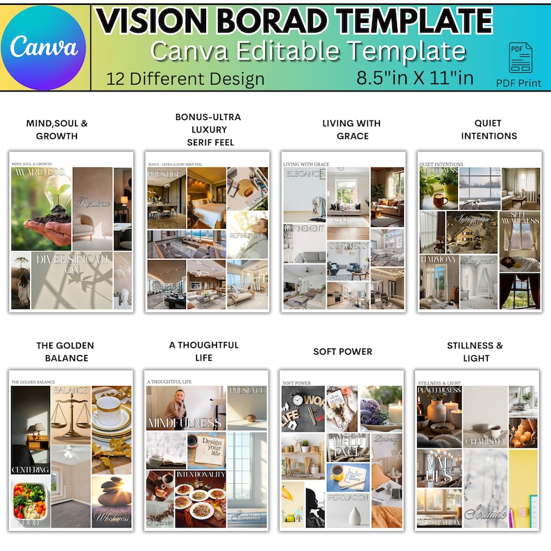 2026 Vision Board Kit | Goal Manifestation Activity | Printable Mood ...