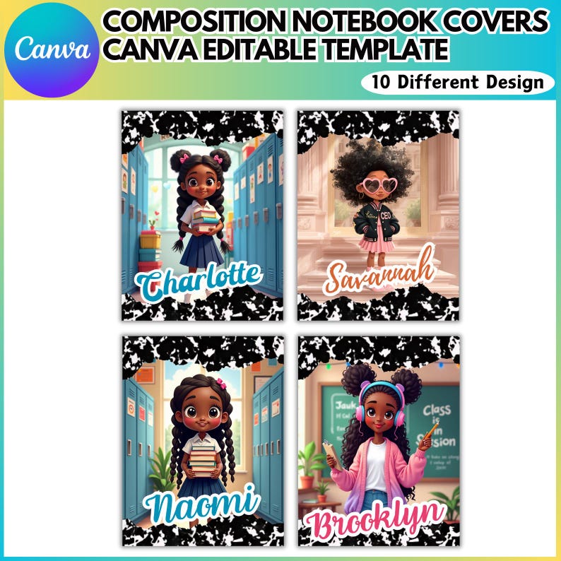 Composition Book Cover Template, Canva Composition Notebook Design ...