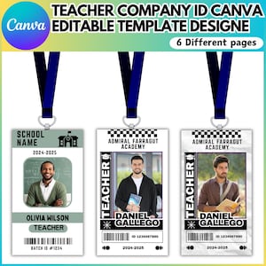 Teacher ID Badge Card Canva Editable Template, ID Card Customizable,  Homeschool and School Custom Id Card, Name Teacher ID Badge