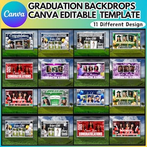 Graduation Backdrop Canva Editable Template Bundle, 10 Editable Graduate Backdrops, Class of 2025 Backdrop, Grad Backdrop, Grad Party Decor
