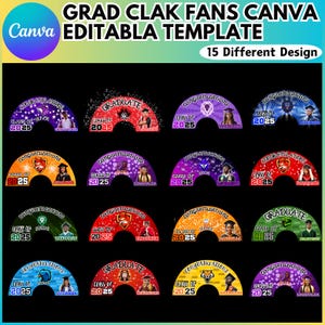Graduation Clack Fan Canva Editable Template, Chinese Fan Template, Hand Fan Template, Printable, DIY, Canva Editable, Festival Hand Fan,