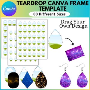 Teardrop Canva Editable Template, Earring Template, Teardrop Earring Sublimation,  Teardrop Canva Bundle, Earring Canva Editable File