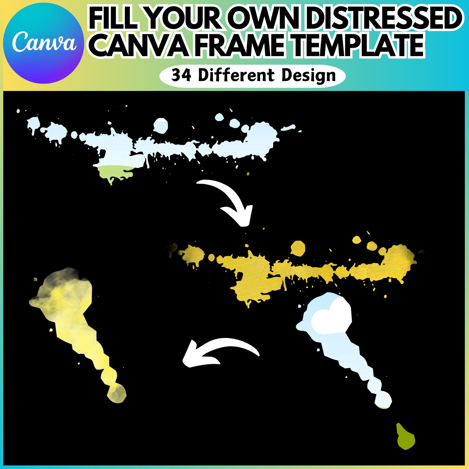Bleach Effect Paints Distressed Edge Canva Editable Frames Template ...