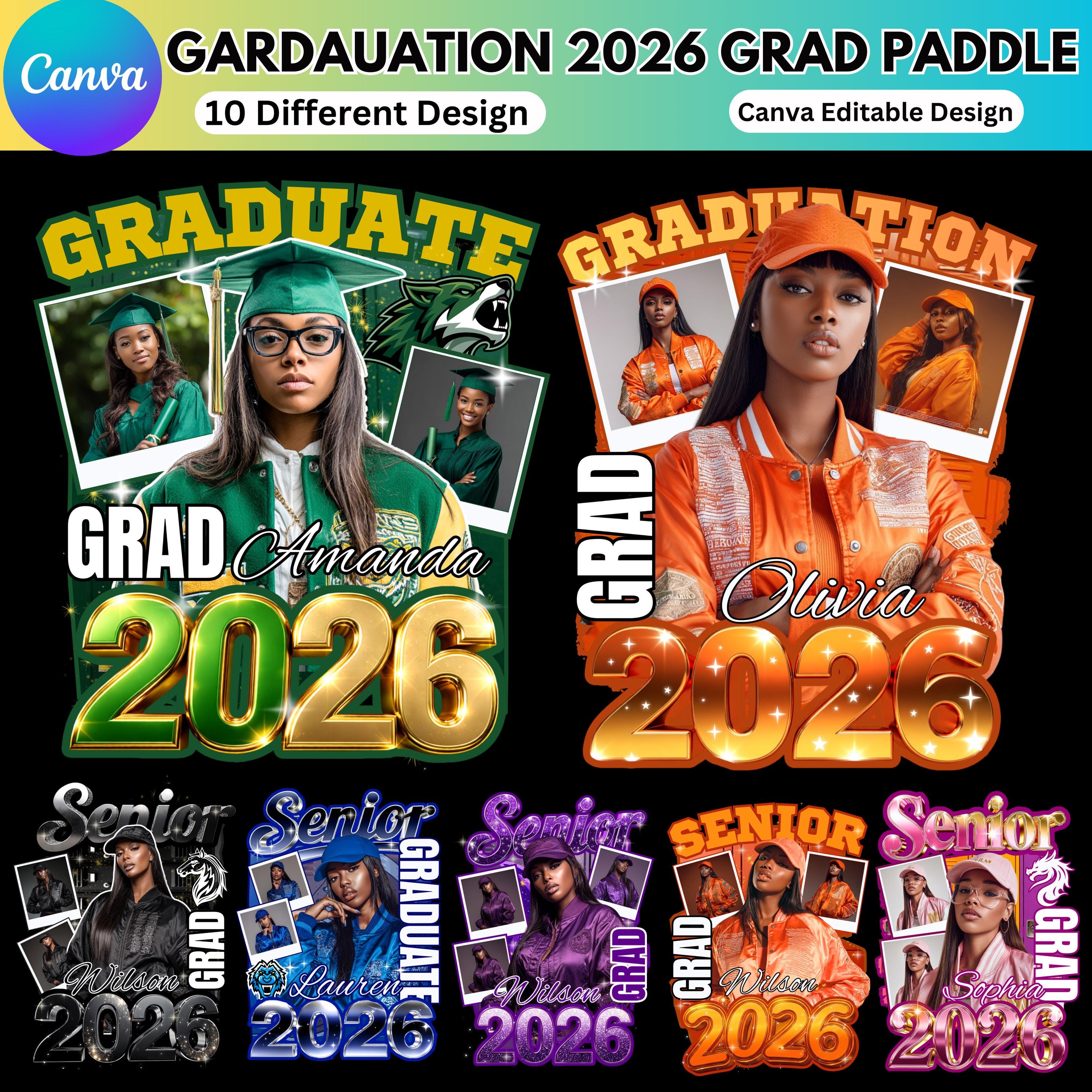Grad Fan 2026 Canva Editable Template, Class of 2026 Graduation Paddle ...