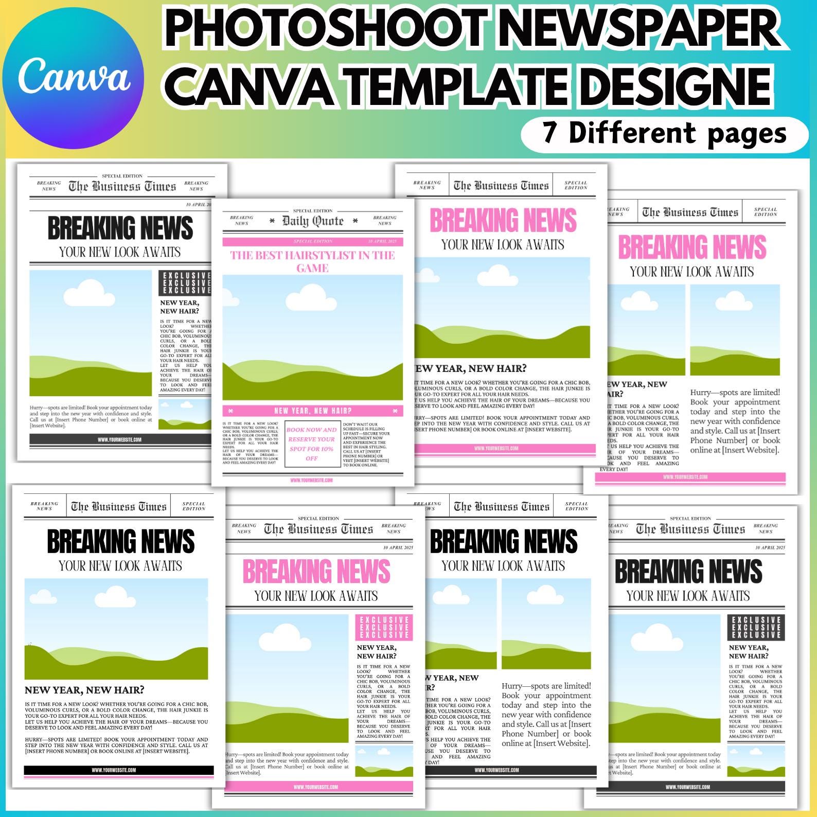 Plantilla editable de Canva para periódico para sesión de fotos, periódico  grande editable (hazlo tú mismo), plantilla de Canva para periódico  empresarial, descarga digital - Etsy México, image size:1588x1588