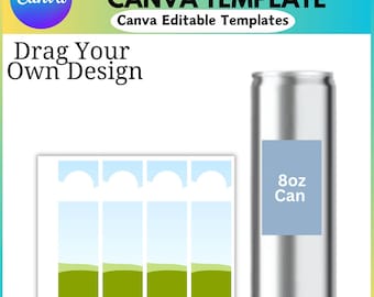 8 oz Can Canva Template, Can Label Template, Can Template, Blank Can Label, Canva Editable, 8oz Canva Frame, Canva Drag and Drop