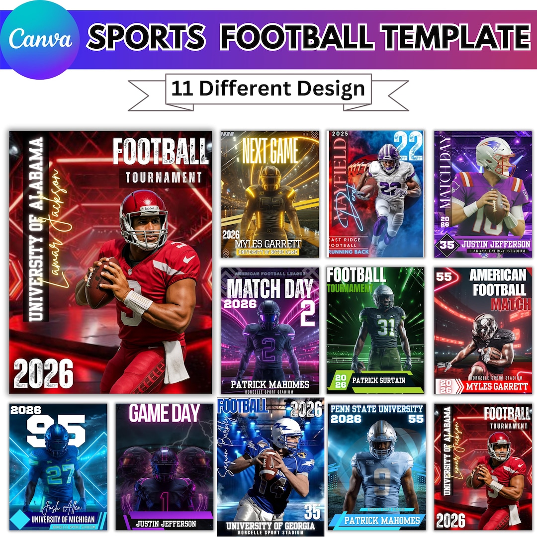 Football Poster Canva Template, Sports Background & Digital Backdrop ...