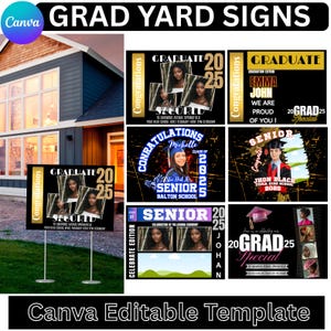 Graduation Yard Sign Canva Editable Templates, Congrats Grad Signs, Graduation Bundles, 2025 Yard Sign Templates, Canva Design Template