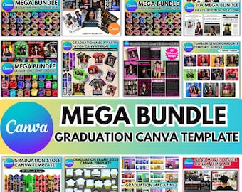 Graduation Mega bundle Template, Grad Newspaper Template, Congrats Bootleg, Senior Canva Frame, Graduation Stole,Free Cover Pages, Magazines