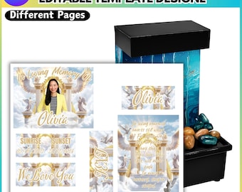 Memorial Mini Fountain White Canva Editable Template, 6pcs Custom Memorial Fountain, Canva Editable Template, Custom Memorial Fountain