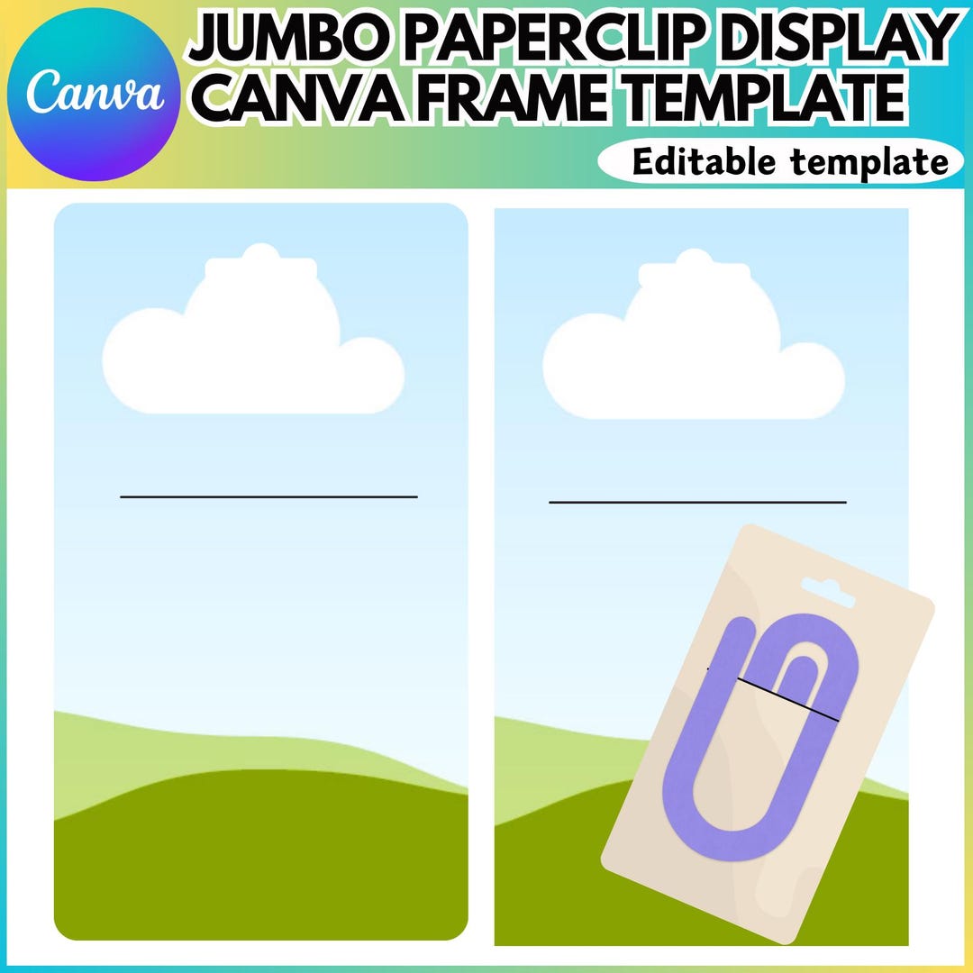 Paperclip Display Jumbo Paperclip Display Card Canva bearbeitbare Vorlage, hängende ...