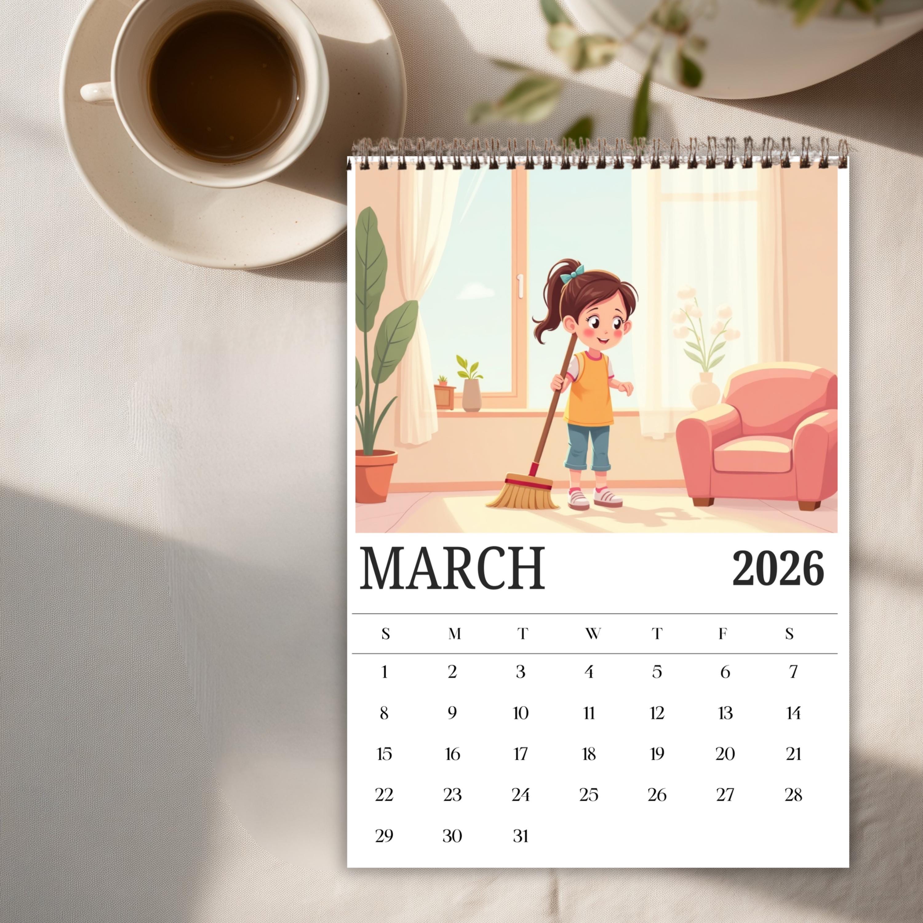 2026 Canva Calendar Template, Editable Kids Monthly Calendar, Family ...
