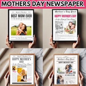 Mothers Day Newspaper Canva Editable Bundle, Mothers Day Gift Design ...