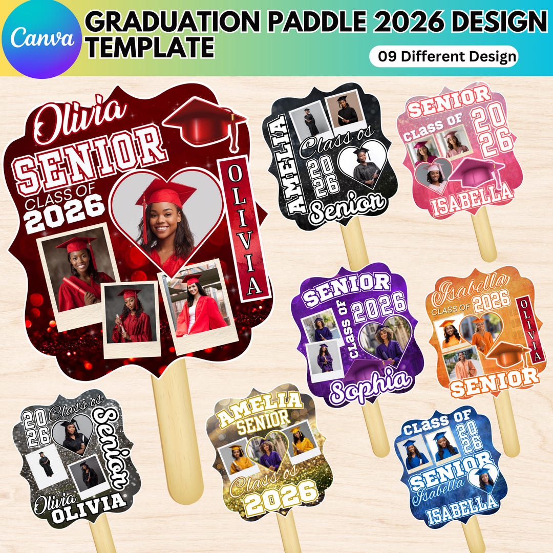 Graduation Fan Editable Templates, Class of 2026 Canva Template, Senior ...