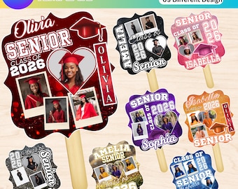Graduation Fan Editable Templates, Class of 2026 Canva Template, Senior Photo Party Paddle, Custom Grad Fan Digital Download