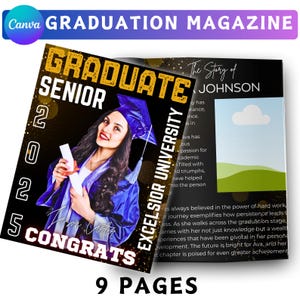 Graduation Magazine Booklet Canva Editable Template Bundle, 2025 Senior Graduation, Senior Class of 2025 Magazine