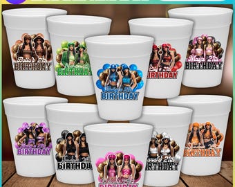 Birthday Stickers Styrofoam Cup Editable Template, Birthday Party Styrofoam Cup Design, Cup Sticker Template, Customize Party Cups, Digital