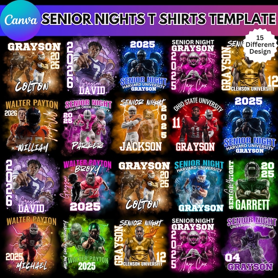 Sports Custom Rap Tee Senior Night Template, Canva Editable Template, Football Senior 2025, Custom Canva Template, Digital Download