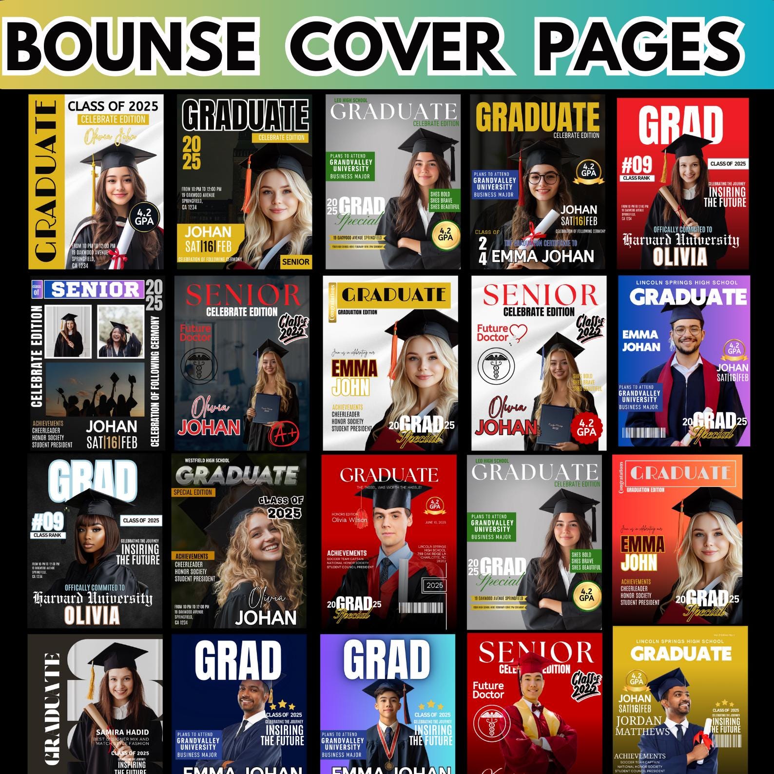 Graduation Mega Bundle Template, Grad Newspaper, Congrats Bootleg ...