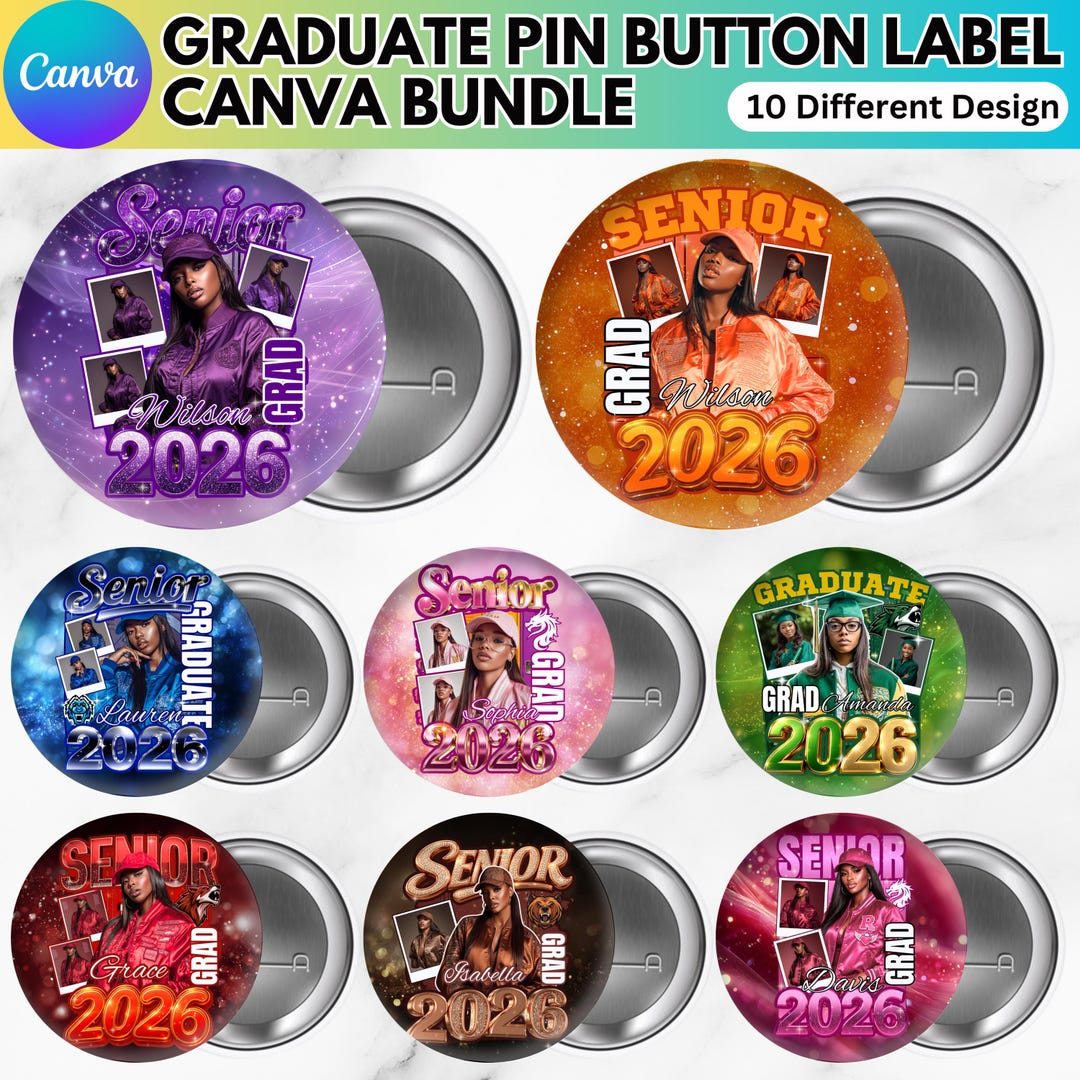 Graduation Pin Button Canva Editable Template, Congratulation 2025 ...
