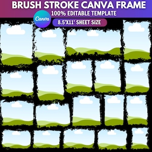Bleach Effect Canva Frames Bundle, Distressed Edge Photo Frame, Paint Splatter Overlay, Drag & Drop Canva Template, Digital Download