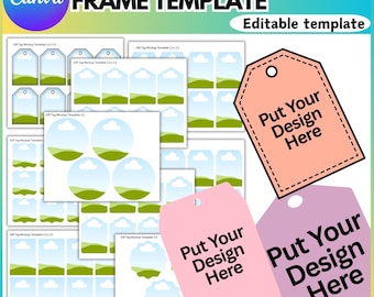 Gift Tag Canva Editable Template Bundle, Gift Tag Frame Design,  Party Printable Tag Template, Hang Tag Template, Gift Tags Blank, Digital