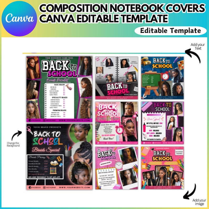 Composition Note Book Covers Canva Mega Bundle, Notebook Label Template ...