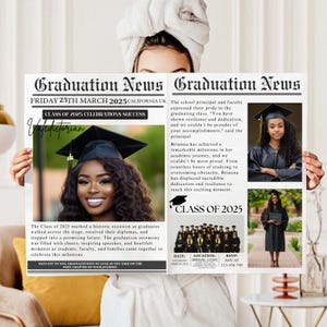 Graduation Newspaper 2025 Template, Senior Graduation 2025 Design Canva Editable Template, You Did it 2025 Newspaper Invitation Editable