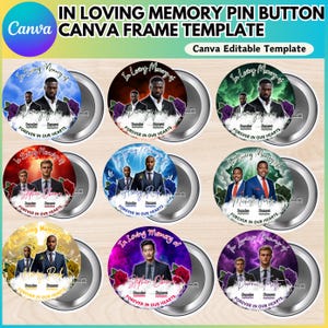 In Loving Memory Pin Button Canva  Editable Template, Funeral Button Favors, Memorial Pin Button Canva Designs, Digital Download