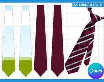 Tie Canva Frame Template | Editable Neck Tie Sublimation Design | Printable Men’s Tie Drag & Drop Template, Digital Download
